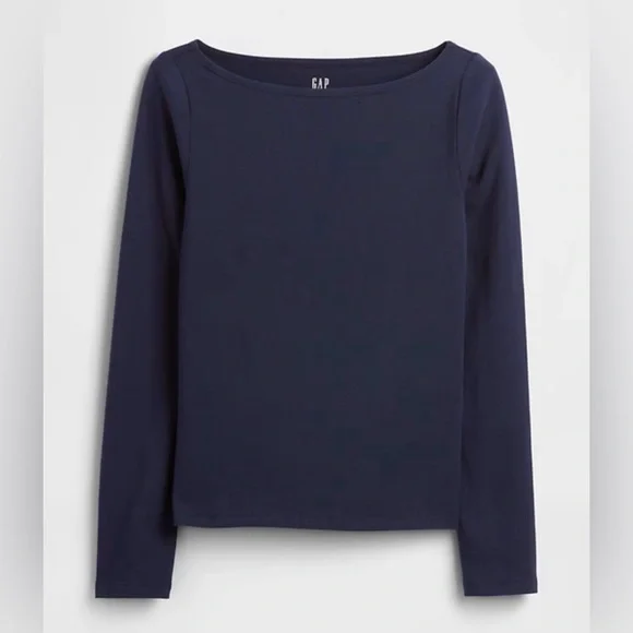 NWT | GAP Stretch Jersey Boatneck T-Shirt | Deep True Navy Blue XL | MSRP $29.99 - Picture 5 of 6